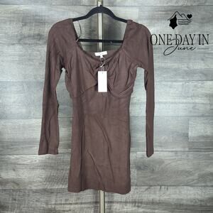 Edit by Nine Long Sleeve Bodycon Ribbed Mini Dress Size L